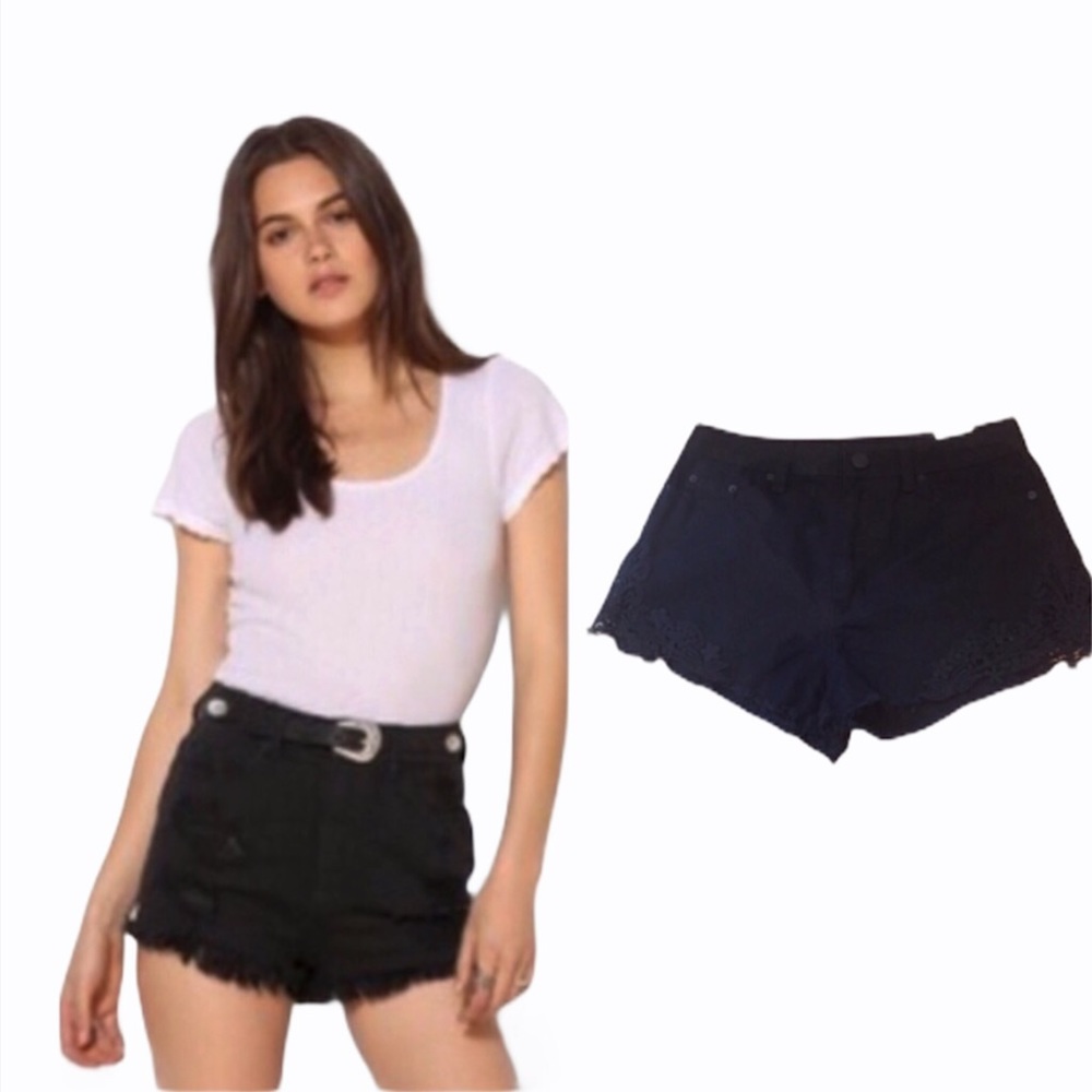 BDG Dree Black High Rise Shorts w/ Crochet